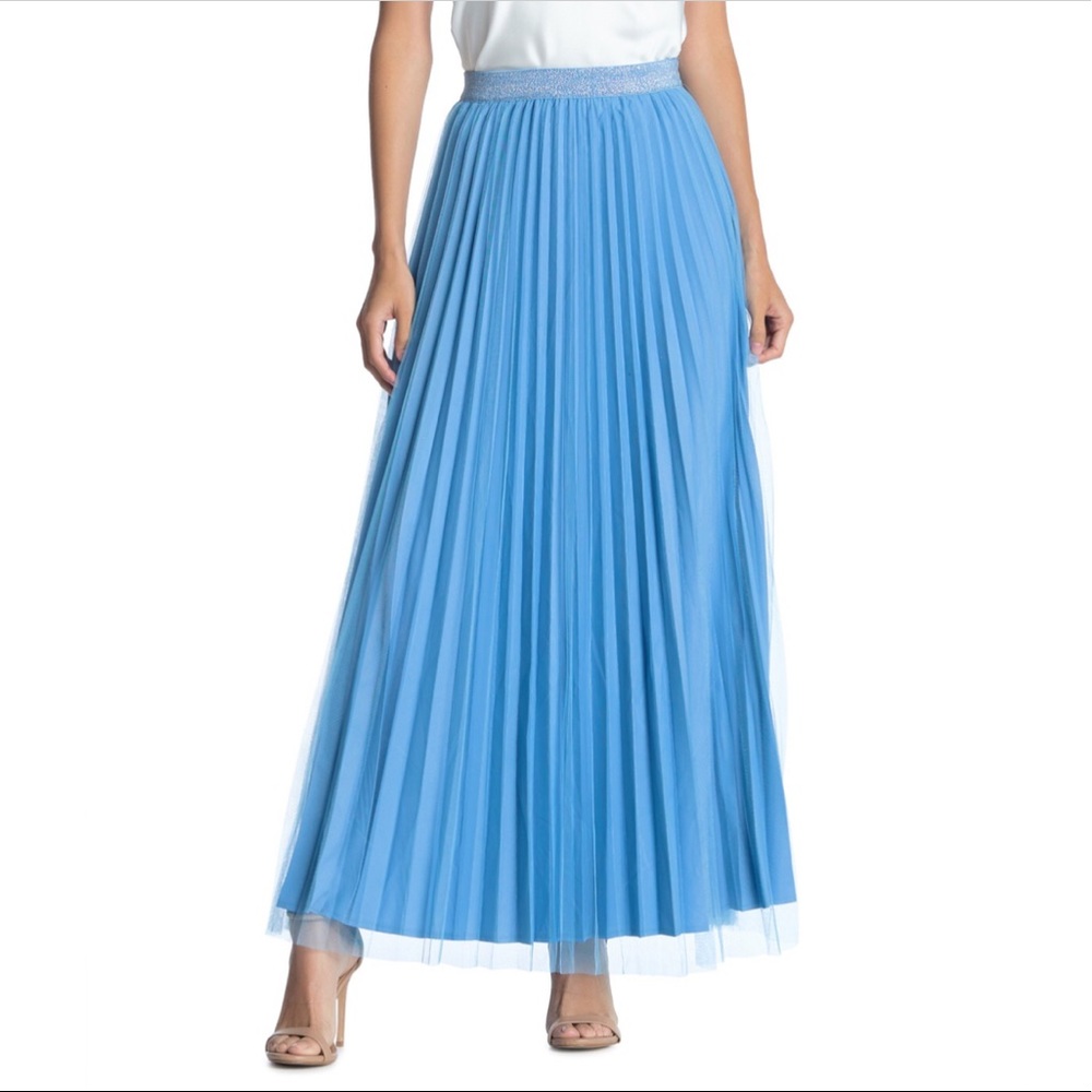 NWT Gracia Glitter Waistband Pleated Maxi Skirt